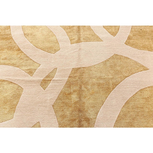 Modern Art Deco beige and gold quantum circles rug by Doris Leslie Blau. Size: 8'0" × 10'3" (243 × 312 cm) The...