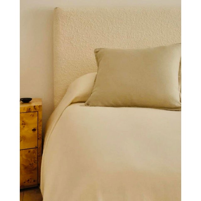 2020s Ivory Wool Boucle Upholstered Queen Bed Headboard by Jenni Kayne For Sale - Image 5 of 9