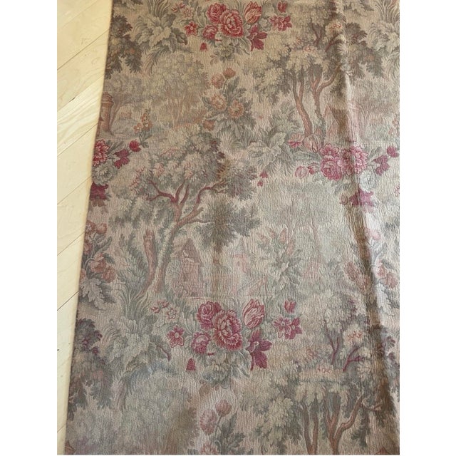 Brown Vintage Wall Hanging Vintage French Woven Garden Floral Scene Tapestry For Sale - Image 8 of 12