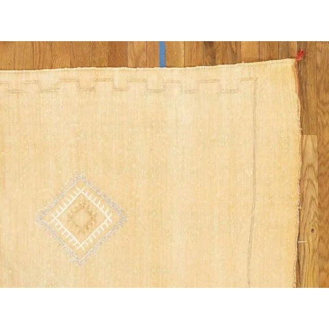 Traditional Moroccan Kilim with Silk Highlights, Soft Light Gold Color, Soft Texture 5'7"x8' For Sale - Image 3 of 4
