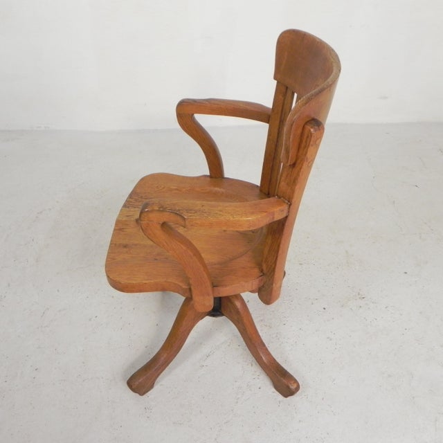 Oak Office Chair with Adjustable Spring System and Height Adjustment, 1950s For Sale - Image 13 of 18