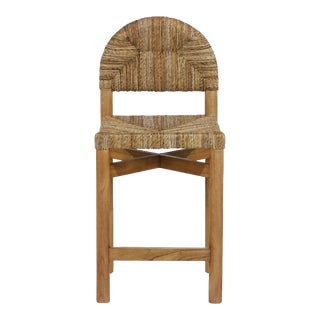 Sarande Counter Stool in Teak and Seagrass For Sale