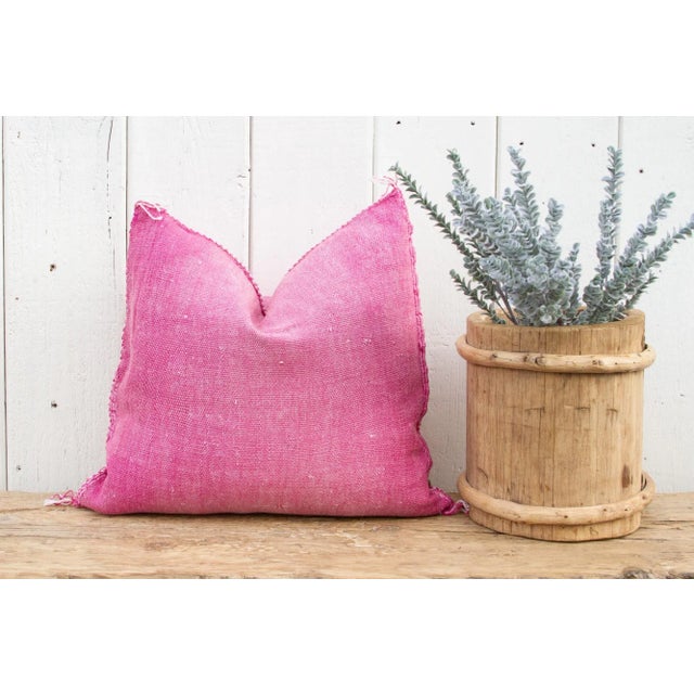 Textile Cerise Moroccan Silk Rug Pillow For Sale - Image 7 of 9