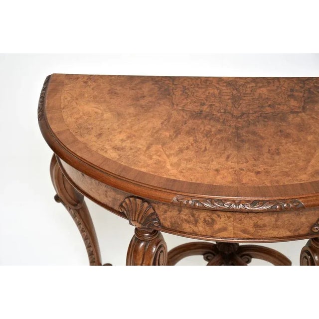 Antique Burr Walnut Console Table from Maple and Co, 1890s For Sale - Image 6 of 13