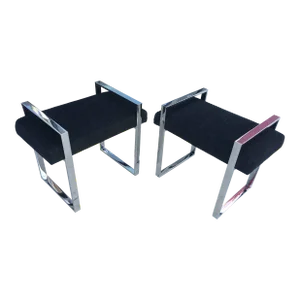 1970s "Box" Benches in Polished Nickel by Charles Hollis Jones - A Pair