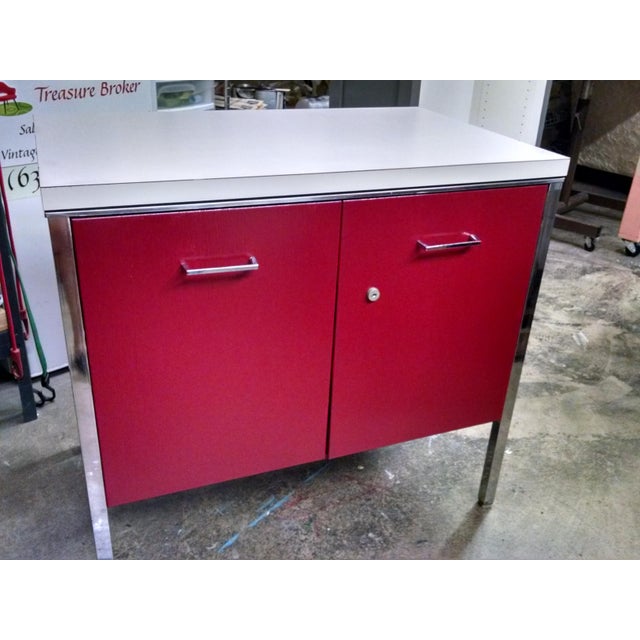 Vintage Red Metal Cabinet Chairish