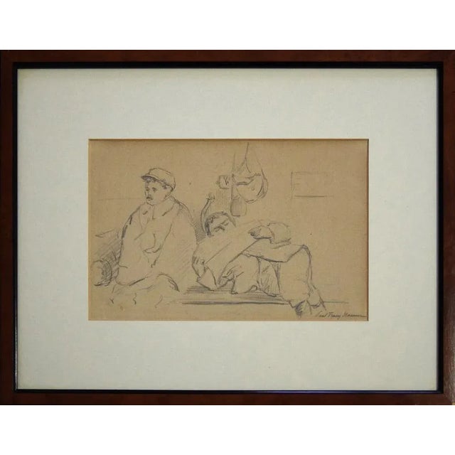 Man With Beret And Lying Man - 1940s - Paul-Franz Namur - Drawing - Modern For Sale - Image 4 of 4