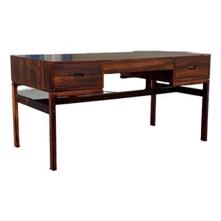 1960s Danish Modern Rosewood Executive Desk by Arne Wahl (Refinished) For Sale