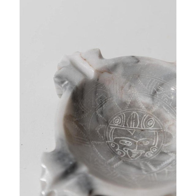 Stone Mid-Century Mexican Marble Ashtray with Engraved Aztec Motif, 1970s For Sale - Image 7 of 12