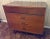 Vintage Mid-Century Modern Walnut 3-Drawer Lowboy Dresser With Brass-Capped Legs and Stylish Black-Gold Handles For Sale - Image 9 of 16