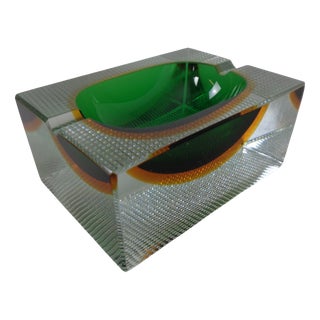 Sommerso Murano Glass Ashtray by Flavio Poli for Seguso, Italy, 1960s For Sale
