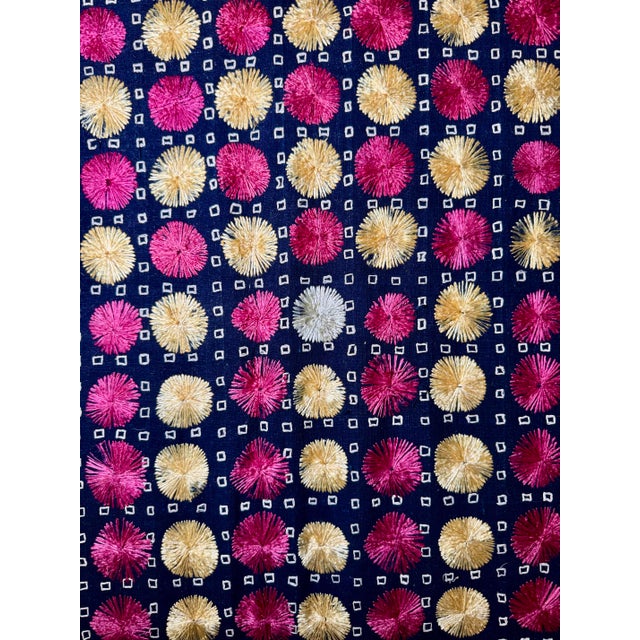 Traditional Antique Nilak Phulkari Silk Embroidered Textile, Punjab For Sale - Image 3 of 12