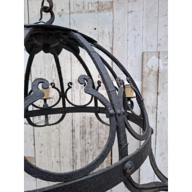 Early 20th Century Art Deco Dutch Wrought Iron Chandelier in the style of Amsterdam School For Sale - Image 15 of 16
