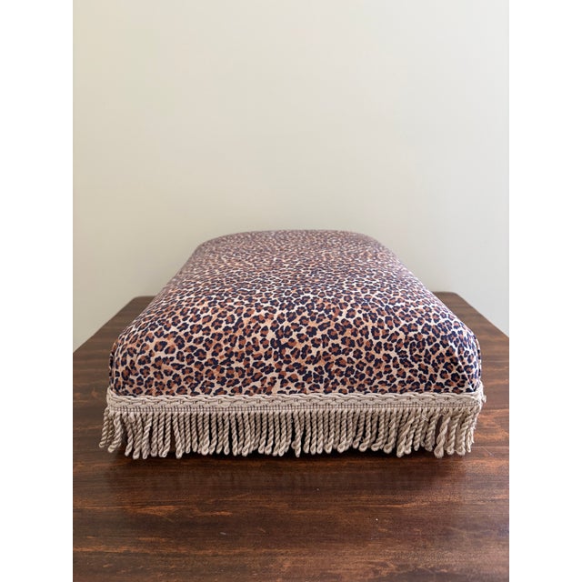 Late 20th Century Vintage Leopard Print Footstool With Gold Fringe For Sale - Image 5 of 8