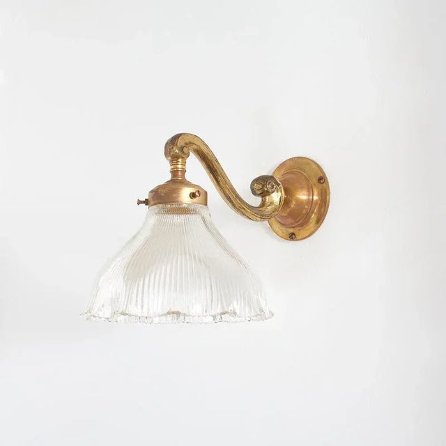 Glass Antique Glass Wall Light from Holophane, 1950s For Sale - Image 7 of 7