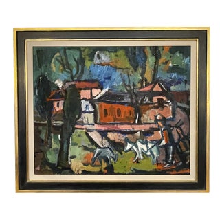 Heinz Tetzner, In the Village, 1956, Oil on Canvas, Framed For Sale