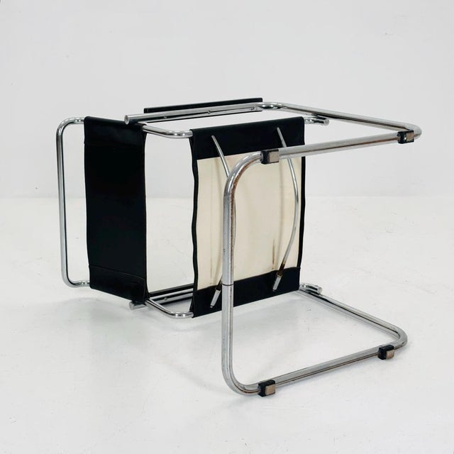 Bauhaus Black Leather Iconic Armchair by Mart Stam for Thonet, 1980s For Sale - Image 9 of 11