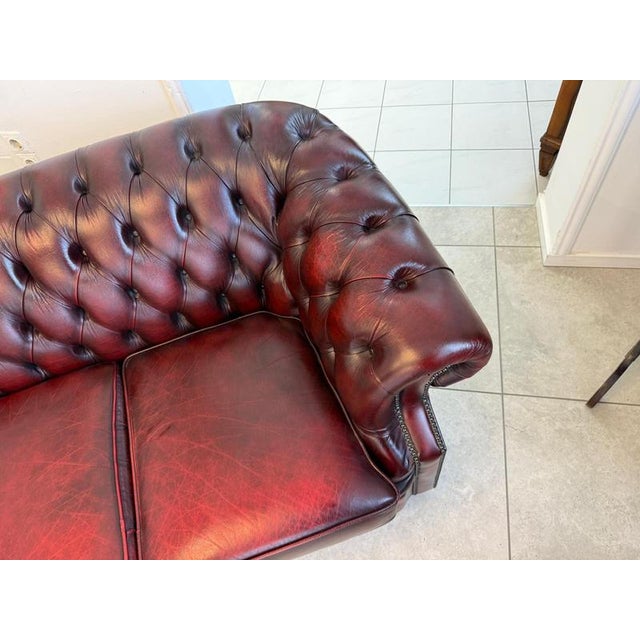 Chesterfield Four Seater Club Sofa in Oxblood For Sale - Image 12 of 18
