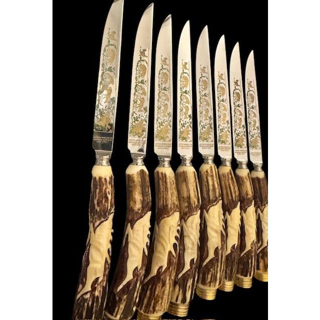 Vintage Anton Wingen Jr. Solingen “Othello” Stag Antler Knife & Fork Set Service for Eight - 16 pcs For Sale - Image 11 of 18