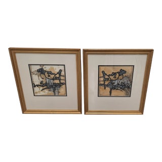 Multimedia Modern Paintings, a Pair For Sale