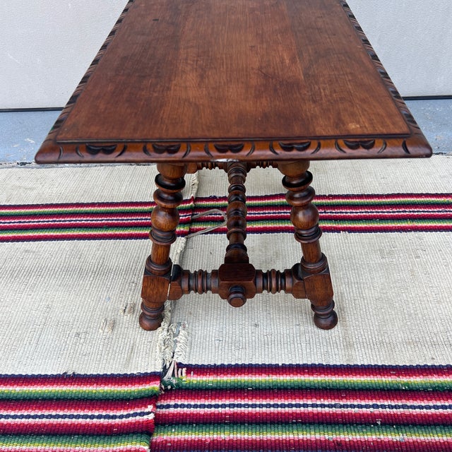 Antique Walnut William and Mary Style Turned Leg Small Sized Side Table, Circa 1920's For Sale - Image 10 of 12