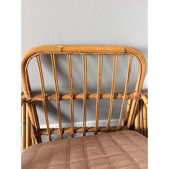 Vintage Six-Strand Square Pretzel Rattan Sofa + Pair of Lounge Chairs, Style of Paul Frankl For Sale - Image 11 of 14
