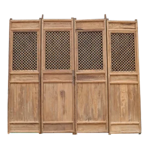 Early 19 Century Large Antique Chinese Lattice Screen Door- a Set of 4 Screen Panels