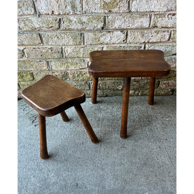 Pair of Small Vintage Wooden Nesting Side Tables, France For Sale - Image 10 of 12
