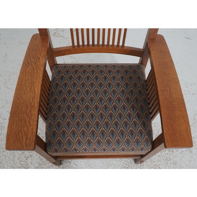 Brown Set of 6 Stickley Arts & Crafts Mission Oak Dining Chairs For Sale - Image 8 of 18