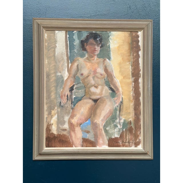 Sven Strömberg, Nude Seated Lady, 1950s, Oil Painting on Canvas, Framed For Sale - Image 9 of 14