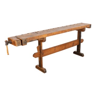 Rustic Narrow Console Table Carpenter's Work Table, Denmark Circa 1910-20 For Sale