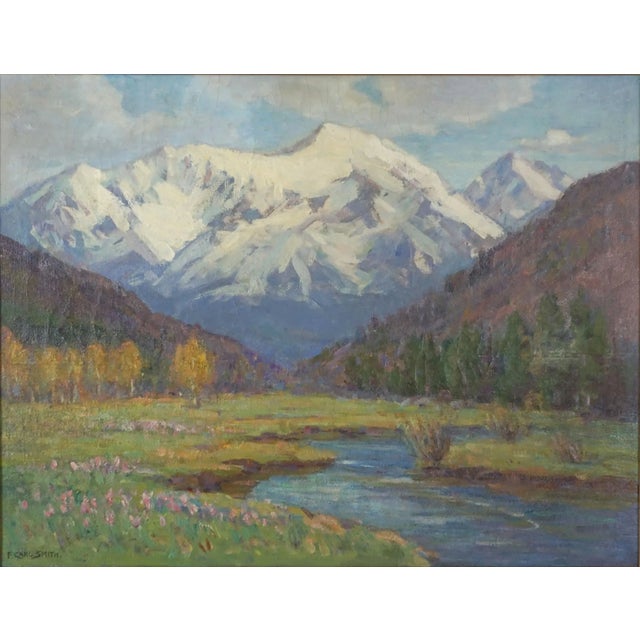 Early 20th Century Original Oil Painting Landscape -- High Sierras Spring Alpine Meadow by Frederick Carl Smith This...