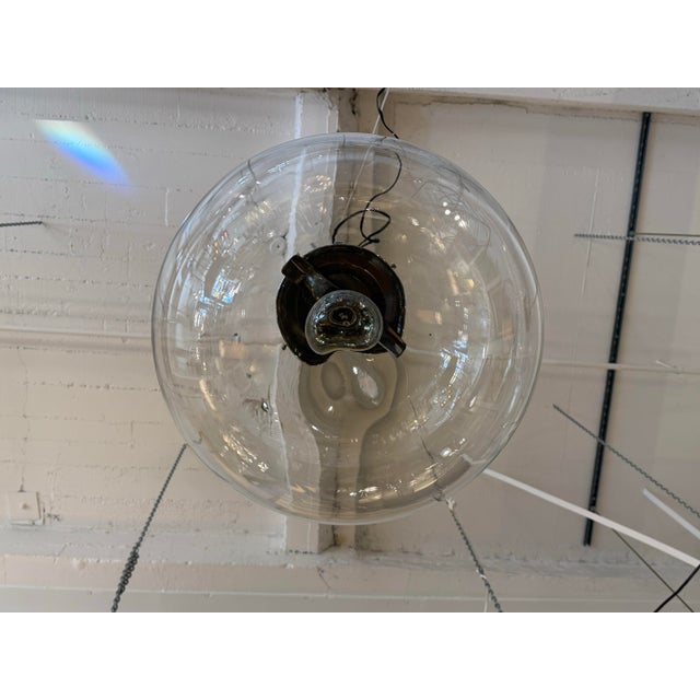 Early 21st Century Restoration Hardware Parisian Architectural Clear Glass Poste Pendant For Sale - Image 5 of 12