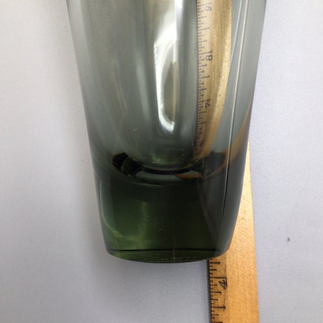 Gray Signed Holmegaard Smoked Gray Glass MCM Vase For Sale - Image 8 of 13