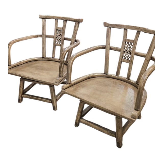 Art Deco Pair of 1950s Chinese Art Deco Low Swivel Chairs For Sale - Image 3 of 5