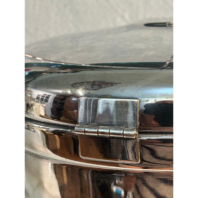 Metal 1940s Art Deco Sheffield Silver Plate Ice Bucket With Original Thermos Glass Liner For Sale - Image 7 of 11