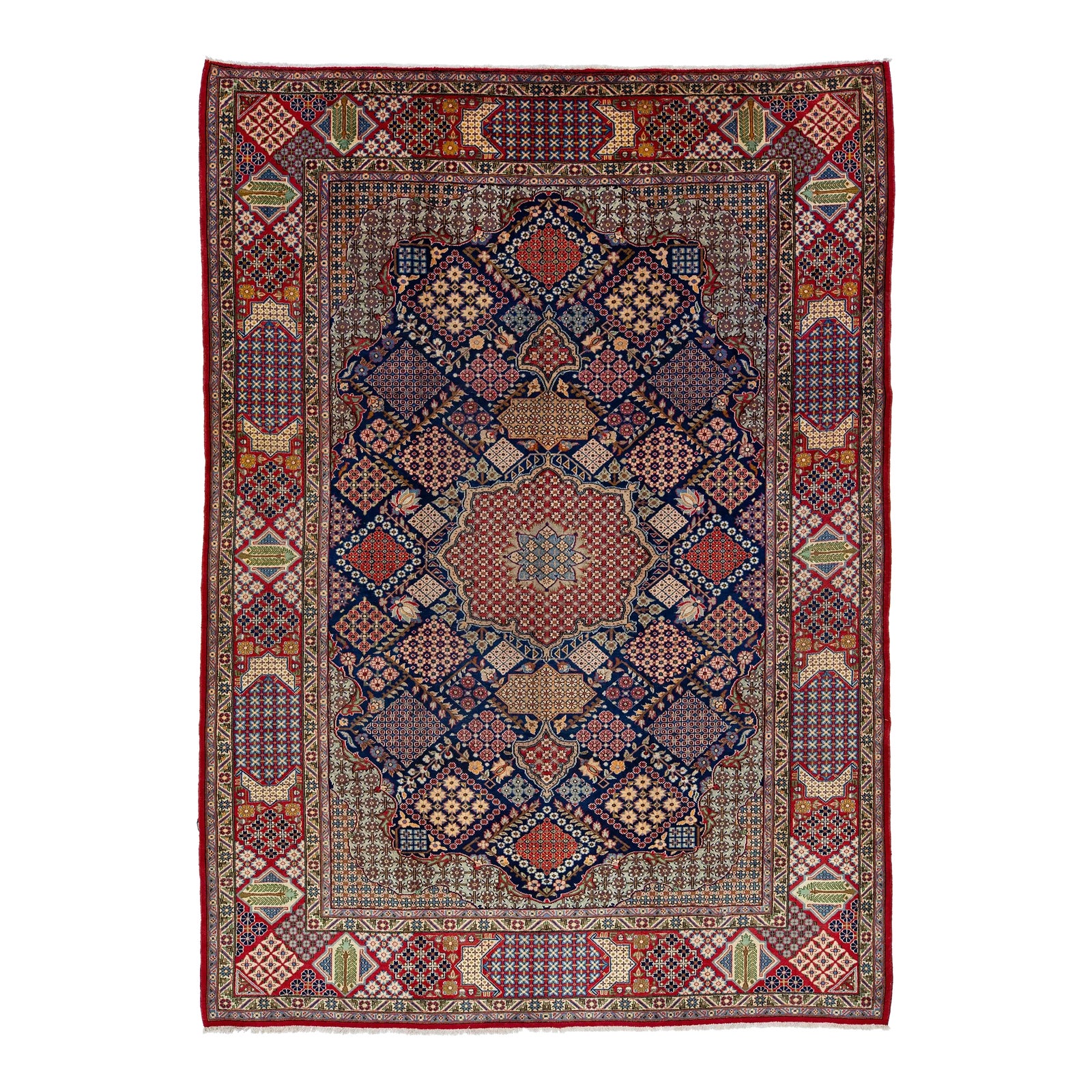 Room Size Persian Kashan Wool Rug With Allover Multicolor Design | Chairish