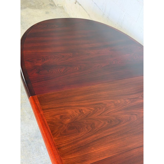 Extendable Rosewood Oval Dining Table Cross Pedestal Mid-Century Modern 1970s For Sale - Image 10 of 11