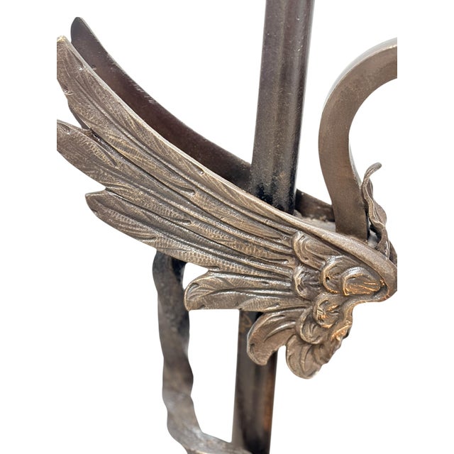 Metal 1910s Spanish Revival Cast Bronze Davenport Accent Floor Lamps with Flying Dragons, Twisted Tails - Restored Rewired For Sale - Image 7 of 16