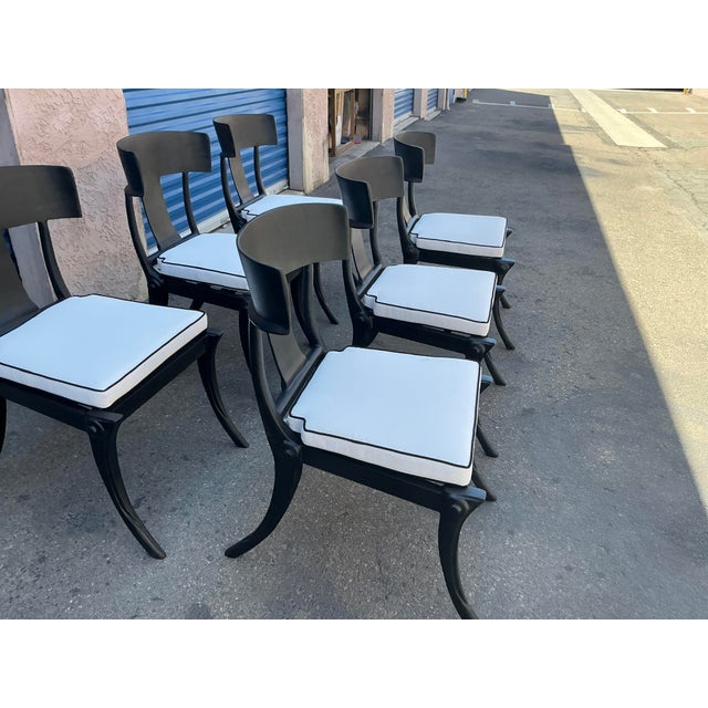 Black Modern Mid-Century Style Klismos Patio Dining Chairs -6 For Sale - Image 8 of 13