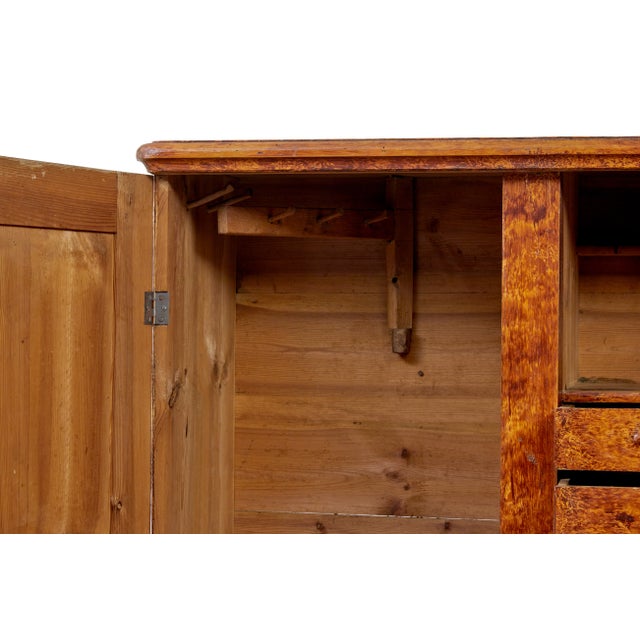 Mid 19th Century 19th Century Swedish Traditional Ragwork Pine Cupboard, 1860 For Sale - Image 5 of 13