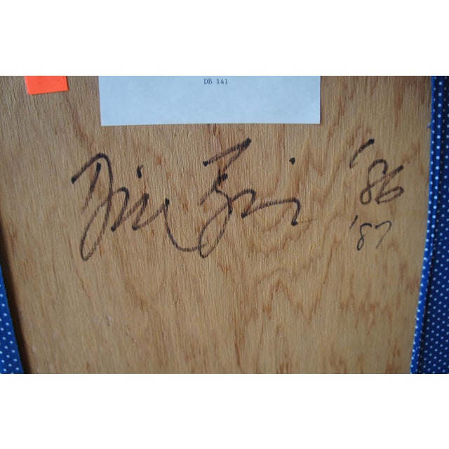 Blue 1986 Untitled Pool Table Watercolor Landscape Mixed Media Artwork by Dike Blair For Sale - Image 8 of 10