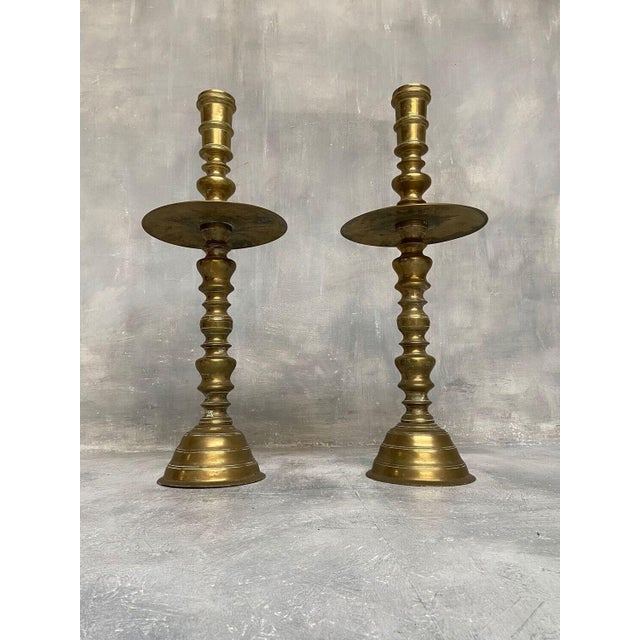 Gold Vintage Copper Candlesticks, Set of 2 For Sale - Image 8 of 8