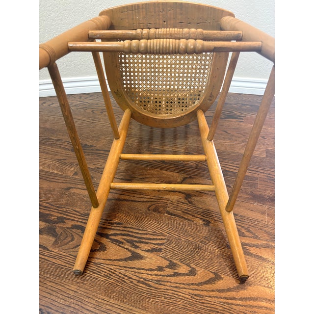 Circa 1900 Antique Oak Pressed-Back Youth Chair With Cane Seat For Sale - Image 12 of 12