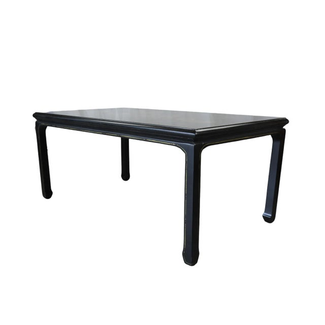 Black Hand-Painted Golden Chinese-Style Lotus Coffee Table For Sale - Image 10 of 10