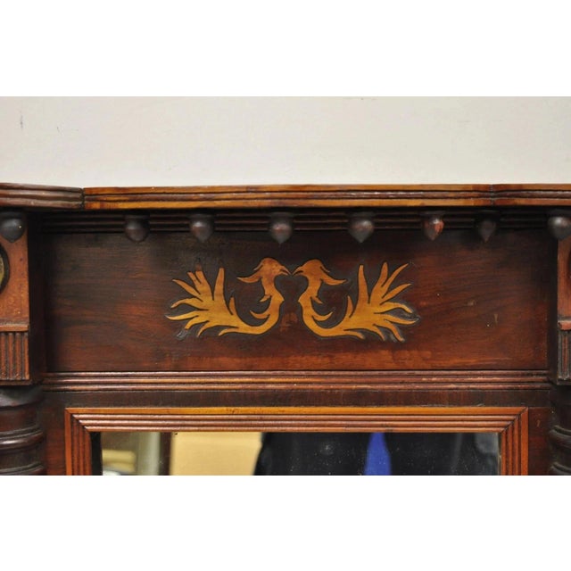 Late 19th Century Antique American Empire Walnut Leaf Carved Wall Console Pier Mirror For Sale - Image 5 of 12