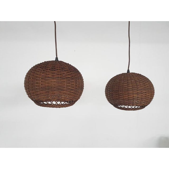 Vintage Dutch Rattan Pendant Lights, 1950s, Set of 2 For Sale - Image 10 of 10