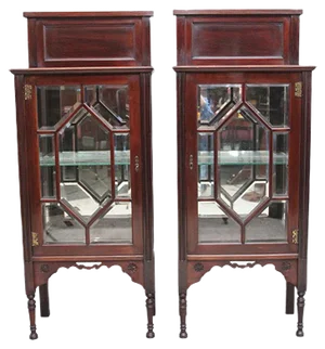 Early 20th Century Mahogany Display Cabinets, Set of 2