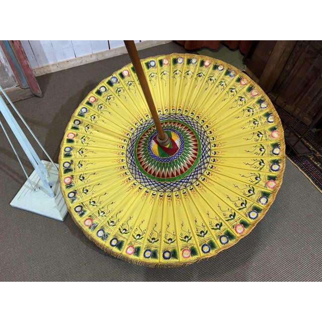 Indonesian Parasol in Wallpaper, Wood and Wool, 1950s For Sale - Image 17 of 17