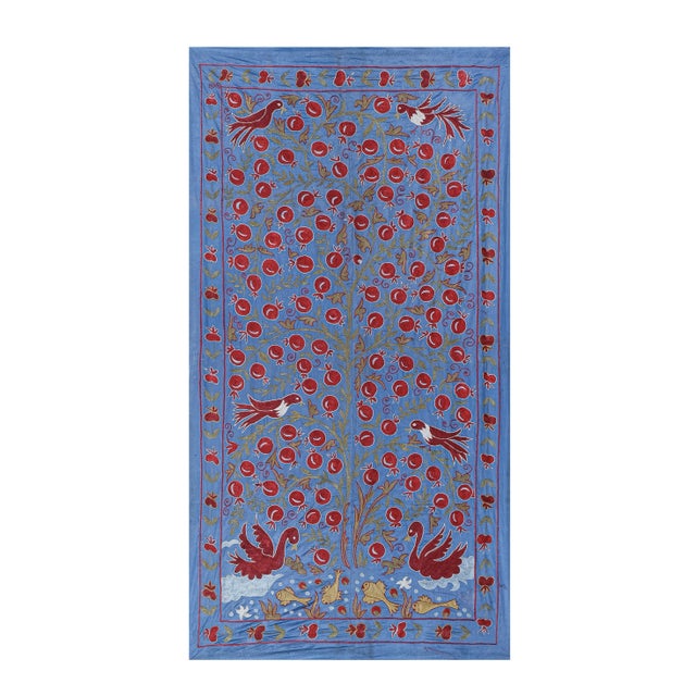 Silk Animal Pictorial Suzani Wall Decor 3'6'' X 6'3'' For Sale - Image 13 of 13